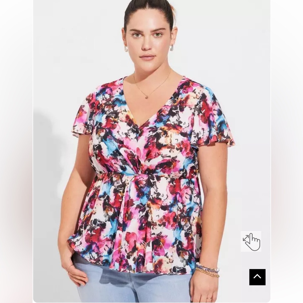 Georgette Twist Surplice Flutter Sleeve Blouse Torrid